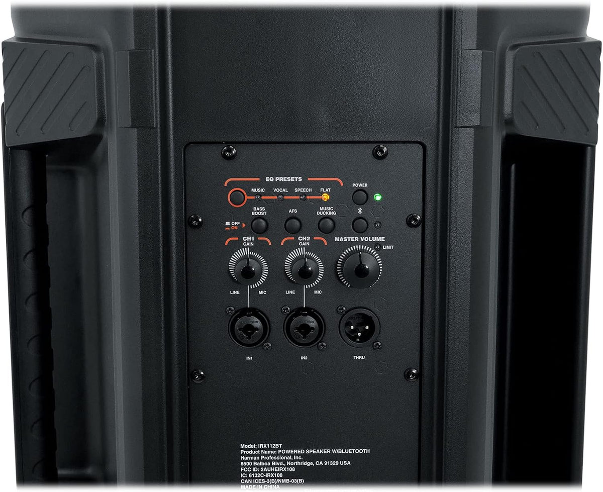 JBL Professional IRX112BT Powered PA Speaker, Portable Loudspeaker with Bluetooth, 10 Inch Woofer, 1300 Watt, Mobile DJ, Musicians, Small Venues, Ceremonies and Sports Events, Black