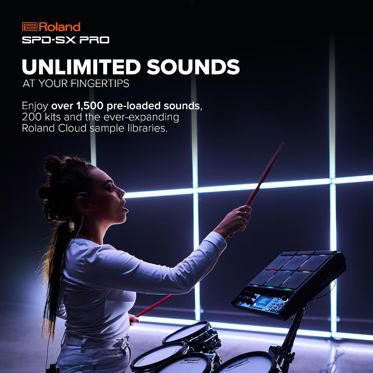 Roland SPD-SX PRO Sampling Pad | The Flagship Sampling Pad for Drummers & Other Musicians | 9 Playing Surfaces, 8 External Trigger Inputs, Color Display, Customizable Pad LEDs, Onboard FX & More