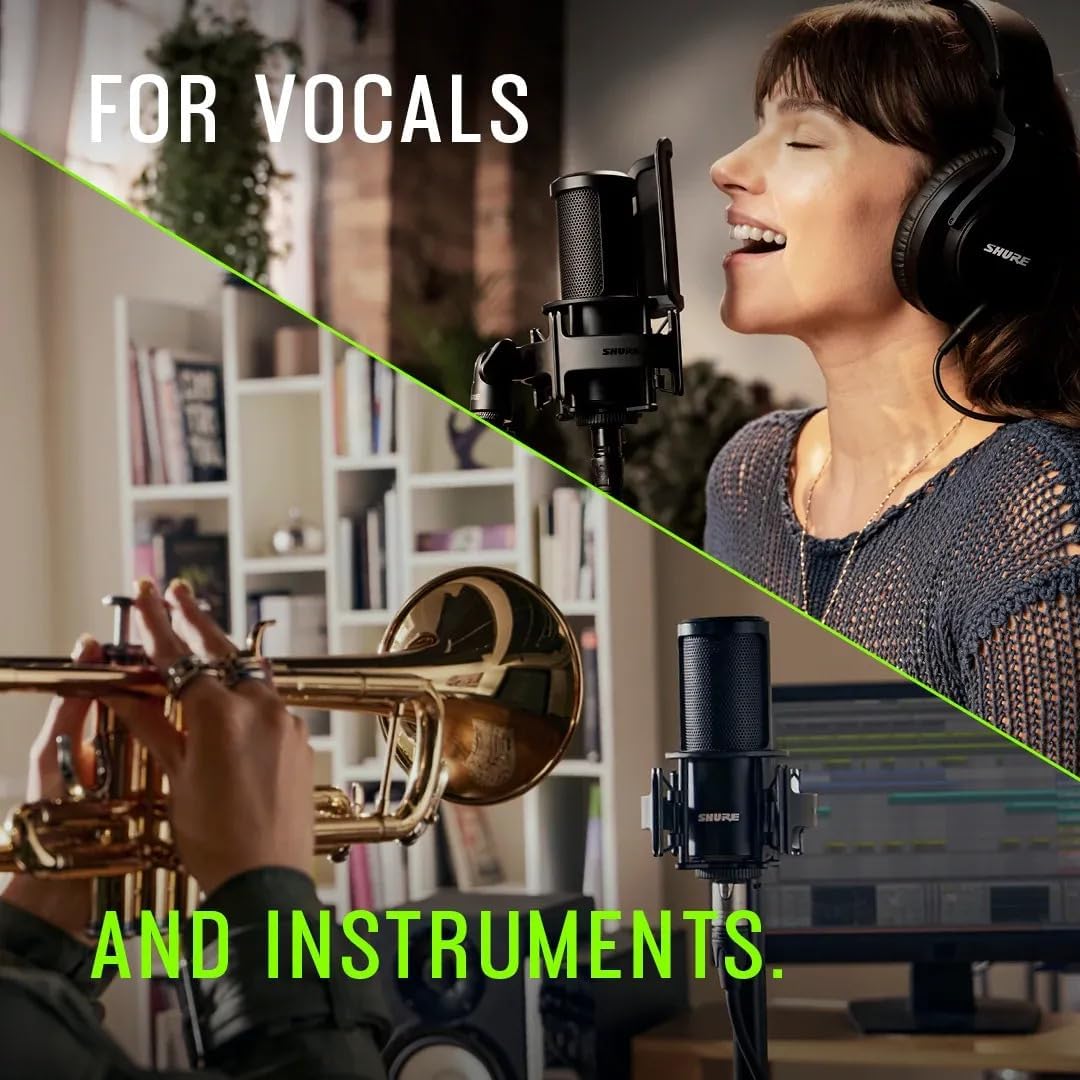 Shure SM4 Studio Recording Microphone Kit, XLR Home Studio Condenser Mic with Mix-Ready Audio - All-Metal Construction, Includes Detachable Magnetic Pop Filter & Shock Mount (SM4-K-KIT)
