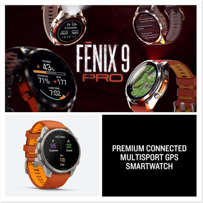 Garmin fēnix® 9 Pro, inReach®, Titanium, 47mm, Autumn Orange/Spark Orange
