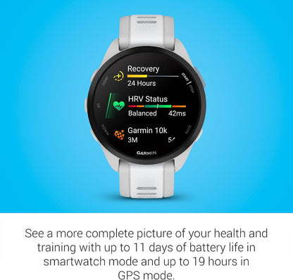 Garmin Forerunner® 165, Running Smartwatch, 43mm, Whitestone | Essential Training & Recovery Features, Built-In GPS for Distance, Pace & Speed, Garmin Coach, Daily Suggested Workouts