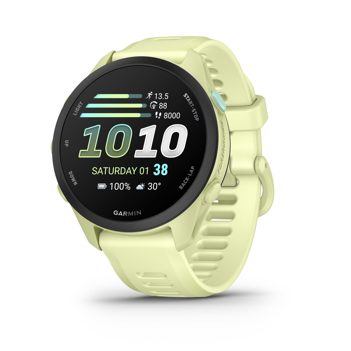 Garmin Forerunner® 170 Music, 43mm, Whitestone/Cloud Blue | GPS Running Smartwatch, Music On Your Wrist, Pace & Distance, Daily Suggested Workouts, Garmin Coach, Adaptive Training Plans