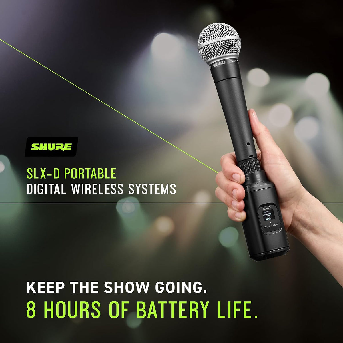Shure SLXD15/UL4B Portable Digital Wireless System with SLXD1 Bodypack Transmitter, SLXD5 Single Channel Receiver and UniPlex UL4B Cardioid Lavalier Microphone | H55 Band (SLXD15/UL4B-H55)