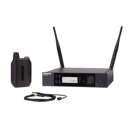 Shure GLXD14+/93 Dual Band Pro Digital Wireless Microphone System for Interviews, Presenting, Theater - 12-Hour Battery Life, 100 ft Range | WL93 Lavalier Mic, Single Channel Receiver (GLXD14+/93-Z3)