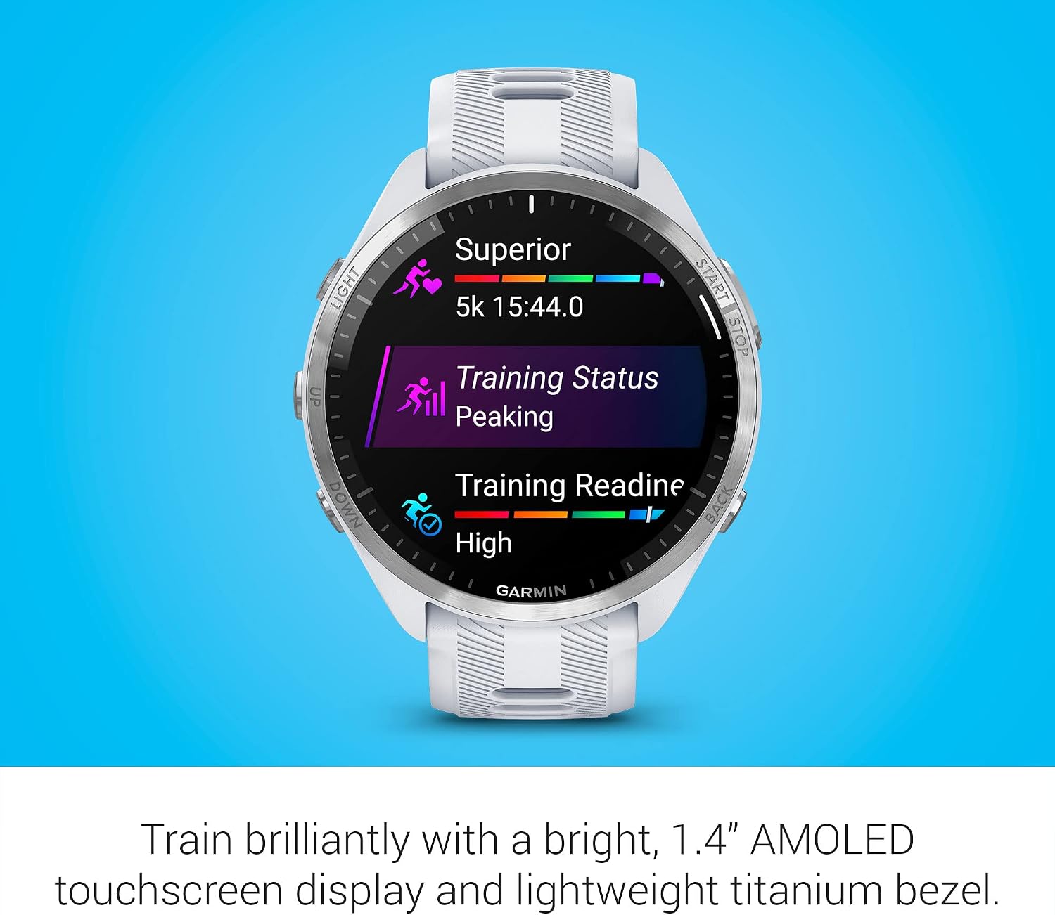 Garmin Forerunner® 965, Running Smartwatch, 47mm, Whitestone/Powder Gray | Maps, Advanced Training Metrics & Recovery Insights, Maps, Music On Your Wrist, Garmin Coach, Daily Suggested Workouts