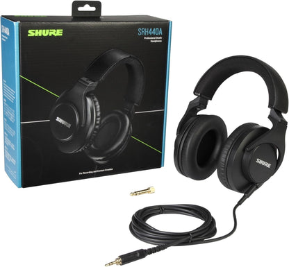 Shure SRH440A Over-Ear Wired Studio Headphones for Recording