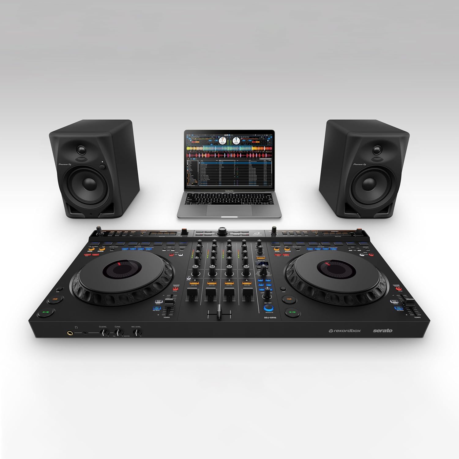 AlphaTheta DDJ‑GRV6 4‑Channel DJ Controller — Groove Circuit Live Remixing, Club‑Standard Layout, Full‑Size Jog Wheels, rekordbox & Serato DJ Pro Compatible