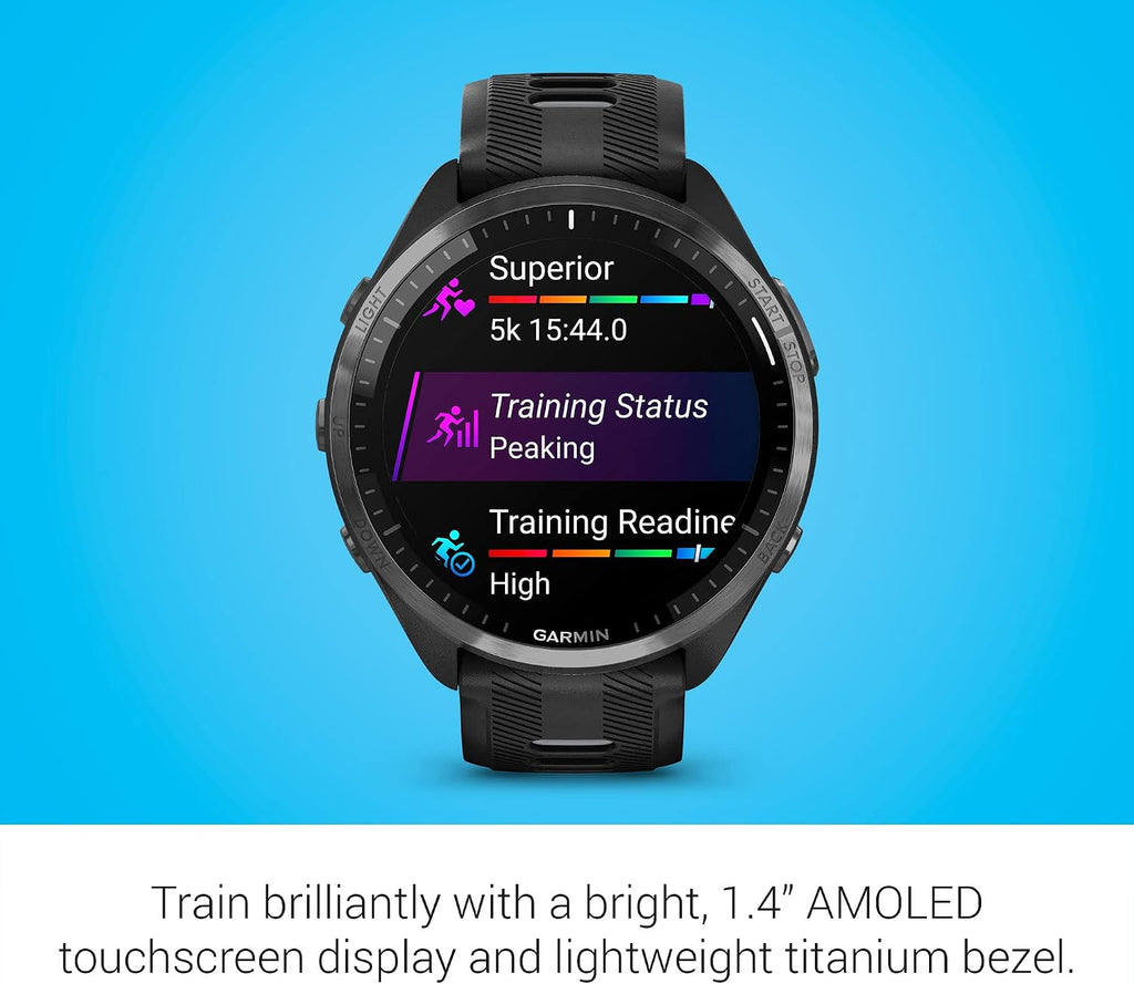 Garmin Forerunner® 965, Running Smartwatch, 47mm, Black/Powder Gray | Maps, Advanced Training Metrics & Recovery Insights, Maps, Music On Your Wrist, Garmin Coach, Daily Suggested Workouts