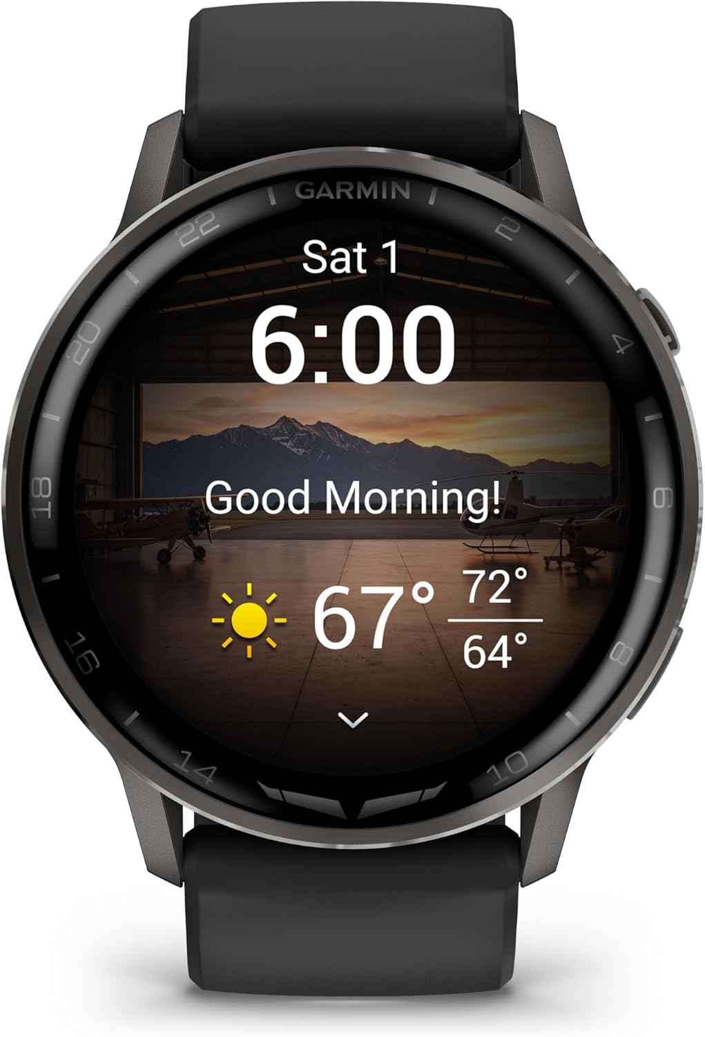 Garmin D2™ Air X15, Versatile Aviator Smartwatch with GPS, LED Flashlight, Health and Fitness Features, Aviation Weather, Built-in Microphone/Speaker, Slate with Black Silicone Band