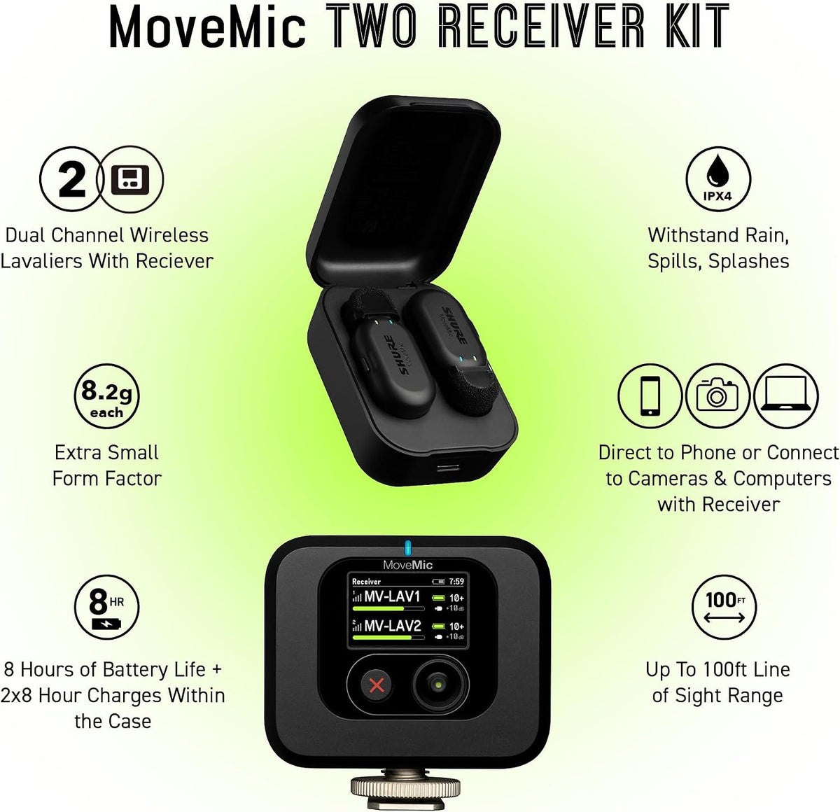Shure MoveMic 2 Kit Wireless Lavalier Microphone System
