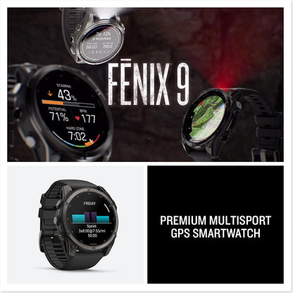 Garmin fēnix® 9, DLC Titanium, 51mm, Carbon Gray/Black