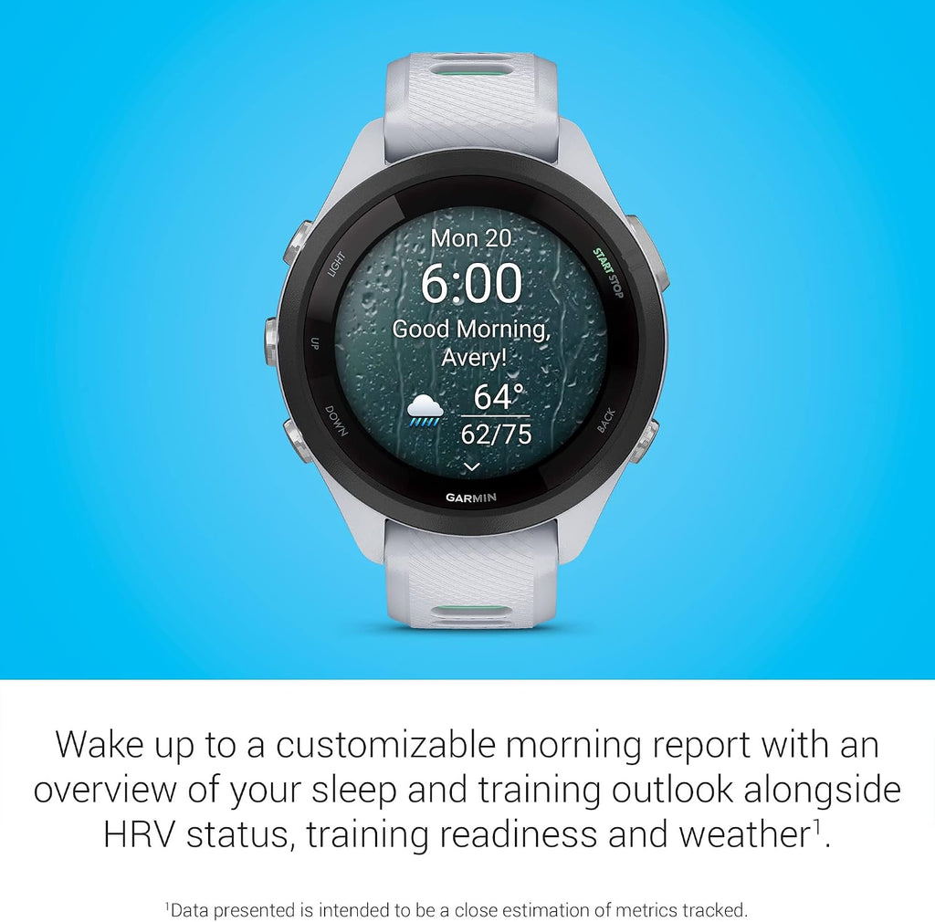 Garmin Forerunner® 265S, Running Smartwatch, 42mm, Whitestone/Neo Tropic | Advanced Training Metrics & Recovery Insights, Music On Your Wrist, Garmin Coach, Daily Suggested Workouts