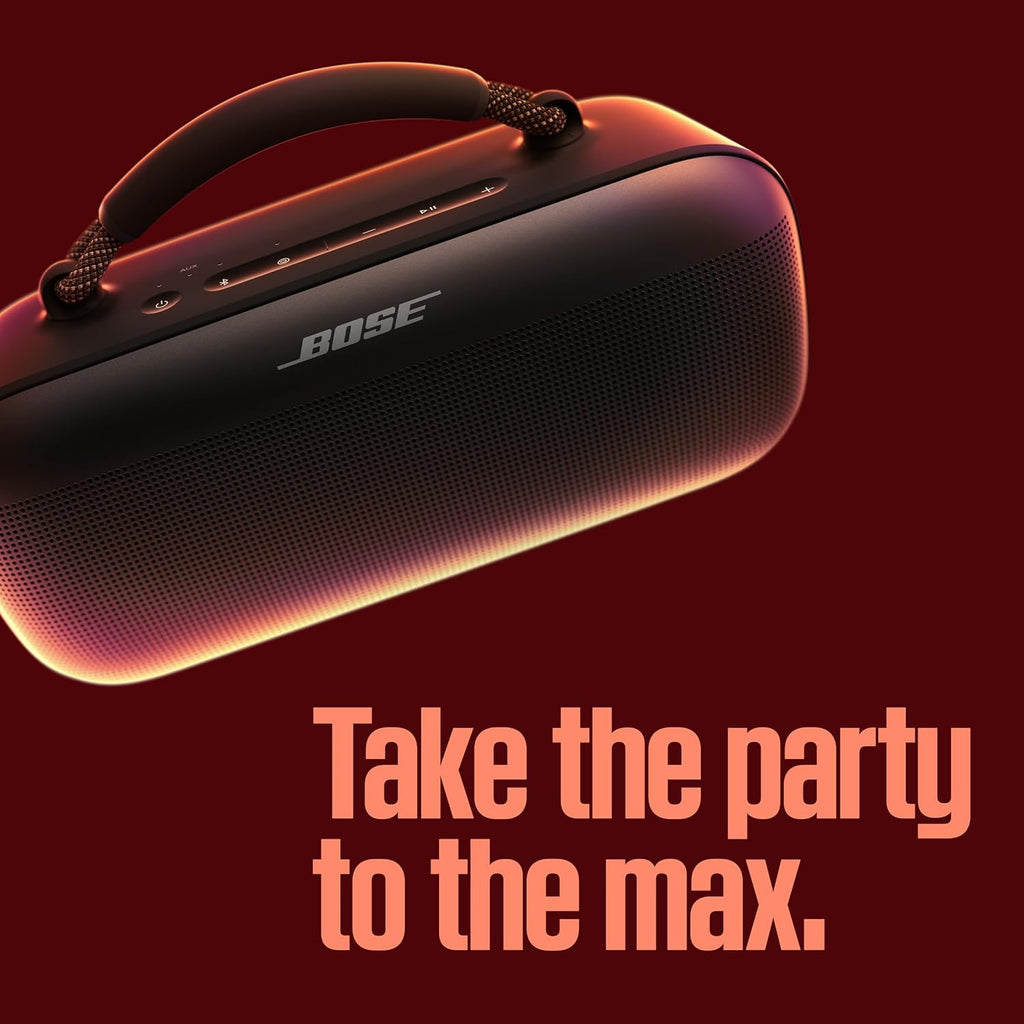 Bose SoundLink Max Bluetooth Speaker - Portable Wireless Party Speaker, IP67 Waterproof, Rope Handle, Up to 20 Hours of Playtime, USB-C, Built-in 3.5mm AUX Input, Black