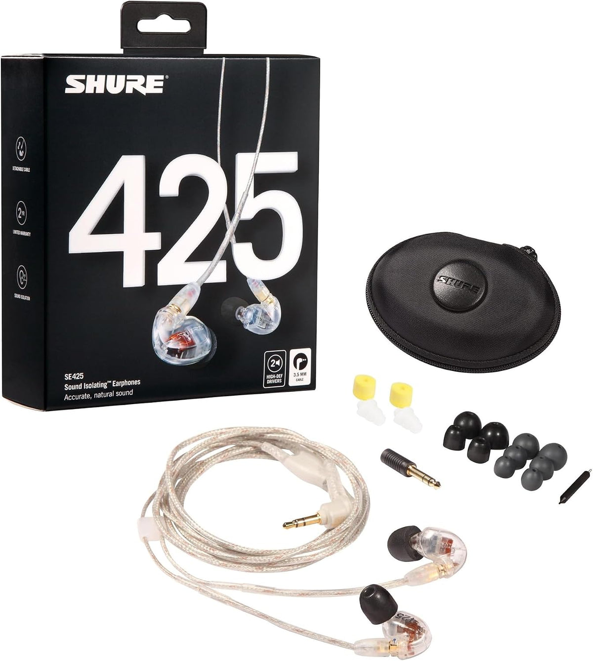 Shure SE425 PRO Sound Isolating Wired Earbuds - Clear