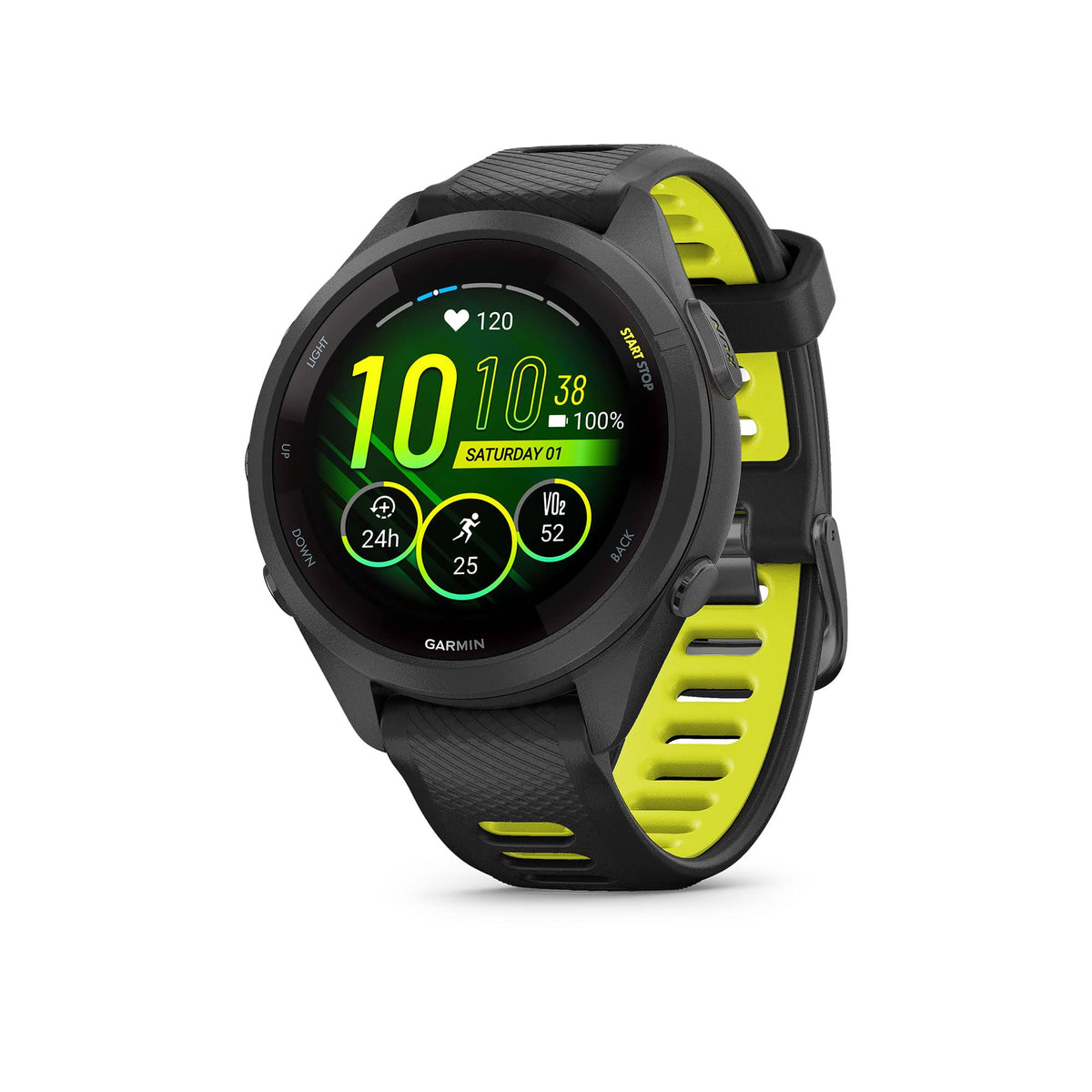 Garmin Forerunner® 265S, Running Smartwatch, 42mm, Black/Amp Yellow | Advanced Training Metrics & Recovery Insights, Music On Your Wrist, Garmin Coach, Daily Suggested Workouts