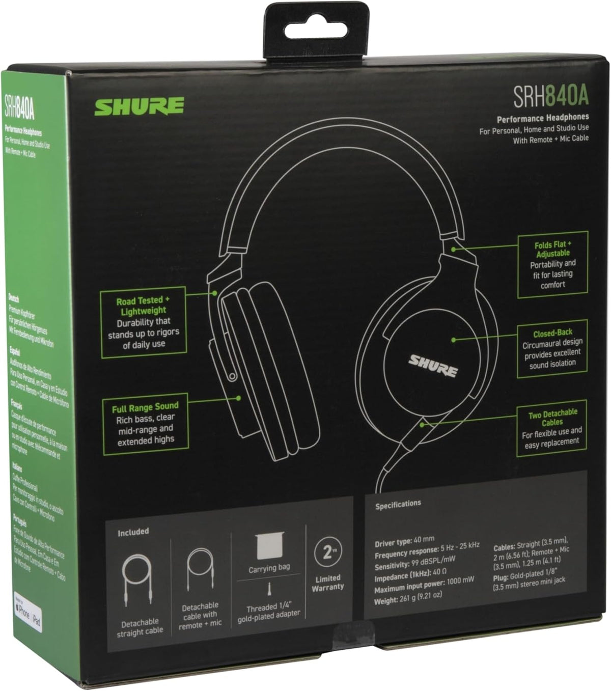 Shure SRH840A Over-Ear Wired Studio Monitoring Headphones