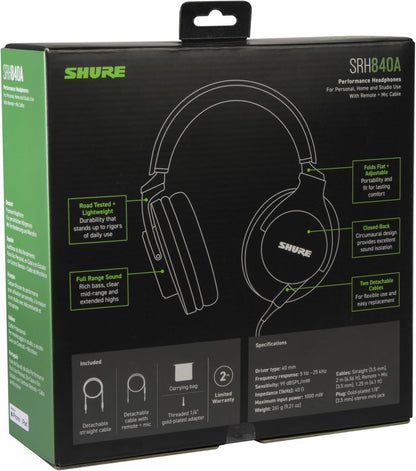 Shure SRH840A Over-Ear Wired Studio Monitoring Headphones
