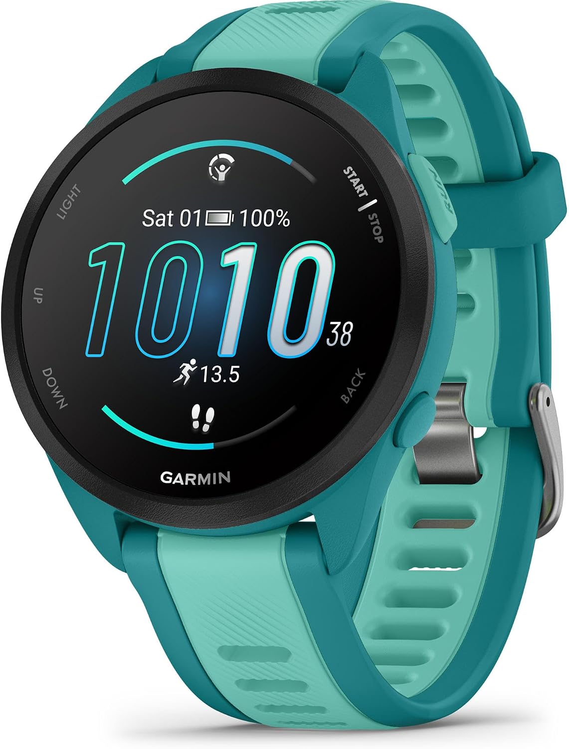 Garmin Forerunner® 165 Music, Running Smartwatch, 43mm, Turquoise | Music On Your Wrist, Essential Training & Recovery Features, Built-In GPS for Distance, Pace & Speed, Garmin Coach