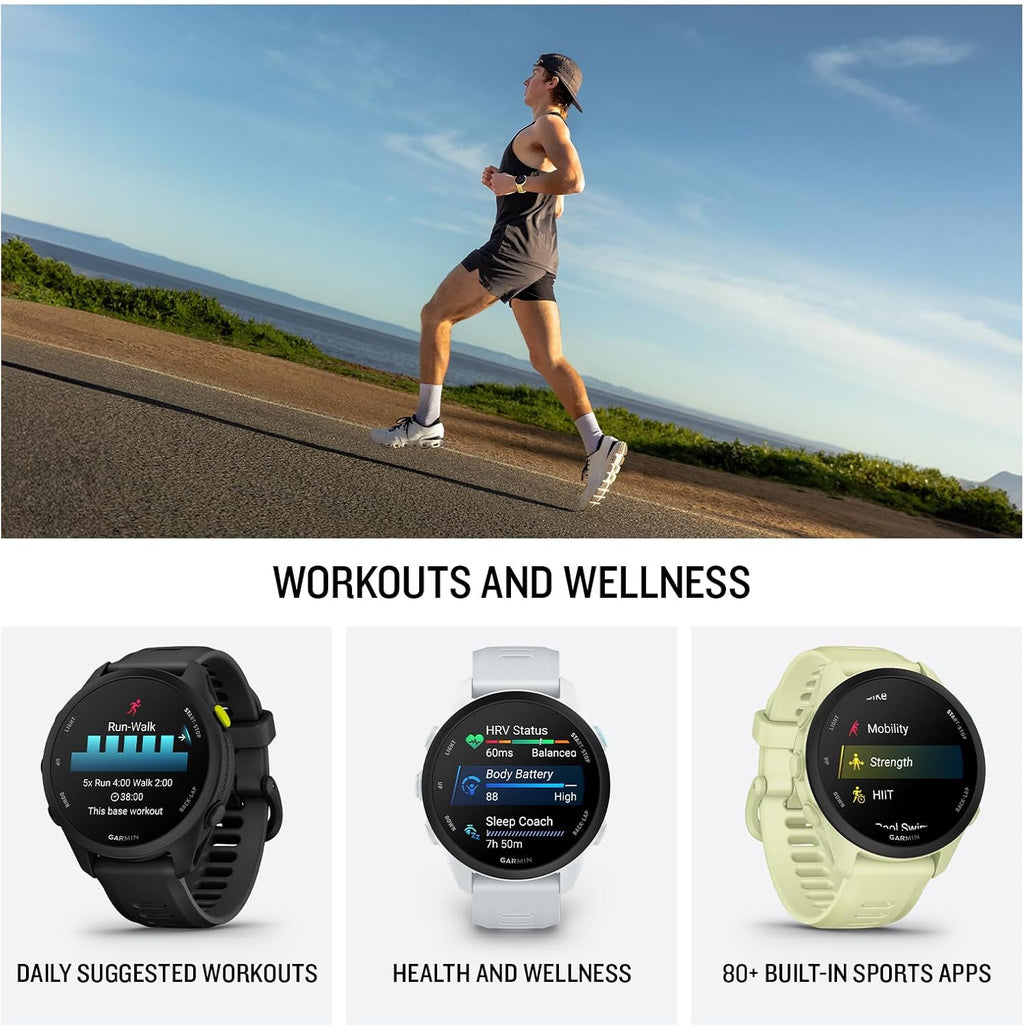 Garmin Forerunner® 70, 43mm, Whitestone | Beginner-Level Running Smartwatch, Pace, Distance and Heart Rate, Daily Suggested Workouts, Adaptive Training Plans