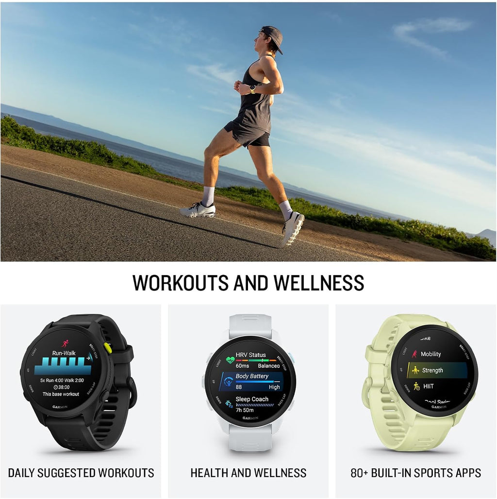 Garmin Forerunner® 70, 43mm, Black | Beginner-Level Running Smartwatch, Pace, Distance and Heart Rate, Daily Suggested Workouts, Adaptive Training Plans
