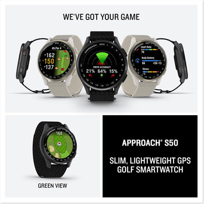 Garmin Approach® S50, Golf GPS Smartwatch, 43mm, Ivory
