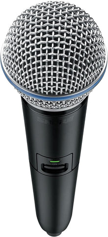 Shure GLXD2+/B58 Handheld Transmitter with BETA 58A Vocal Mic Capsule - for use with GLX-D+ Dual Band Digital Wireless Microphone Systems, Receiver Sold Separately (GLXD2+/B58=-Z3)