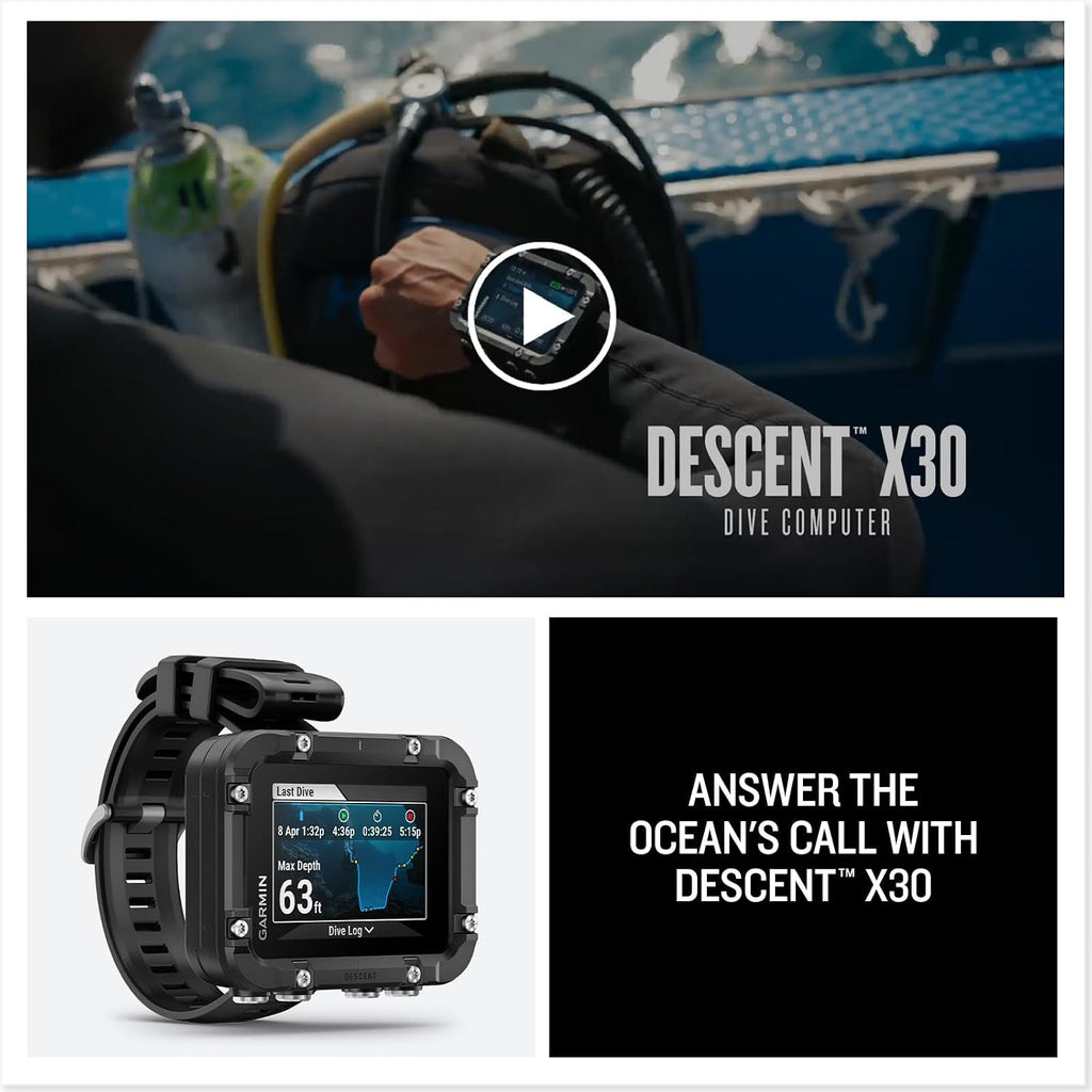 Garmin Descent™ X30, Rugged Dive Computer with Surface GPS | Vibrant 2.4" Color Display, Mutliple Dive Profiles, 10 ATM Dive-Rated, Mark Entry & Exit Points, Up to 30 Hours Battery Life