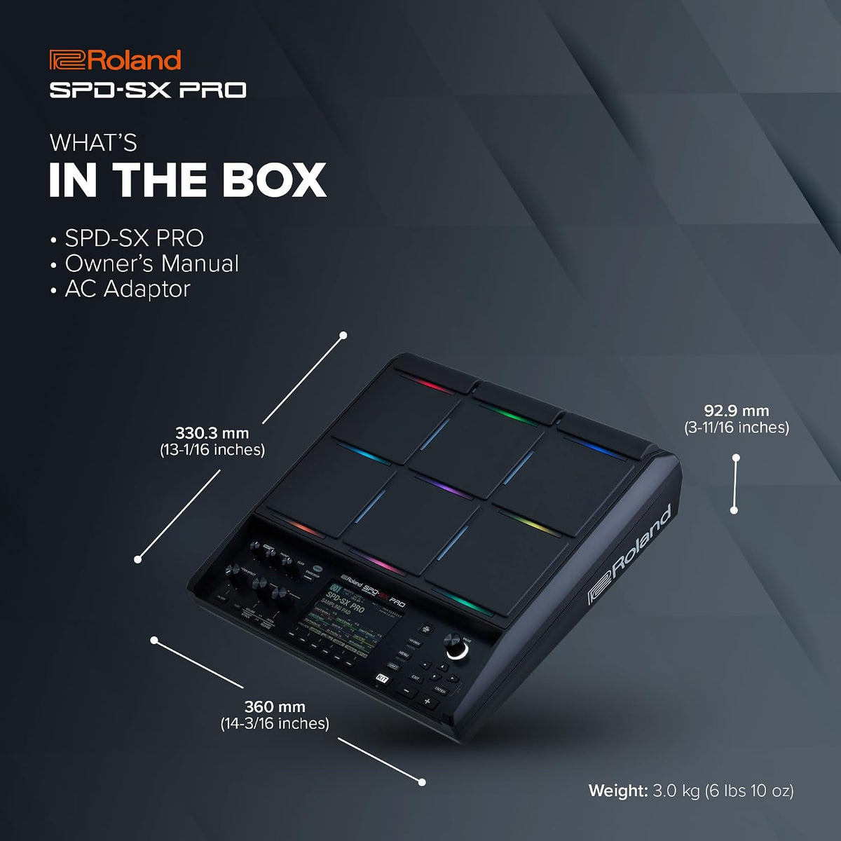 Roland SPD-SX PRO Sampling Pad | The Flagship Sampling Pad for Drummers & Other Musicians | 9 Playing Surfaces, 8 External Trigger Inputs, Color Display, Customizable Pad LEDs, Onboard FX & More