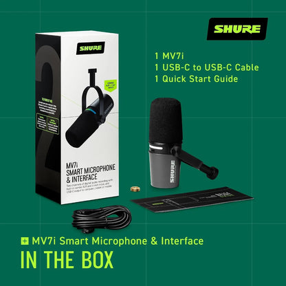 Shure MV7i USB-C Smart Microphone with Built-in Interface