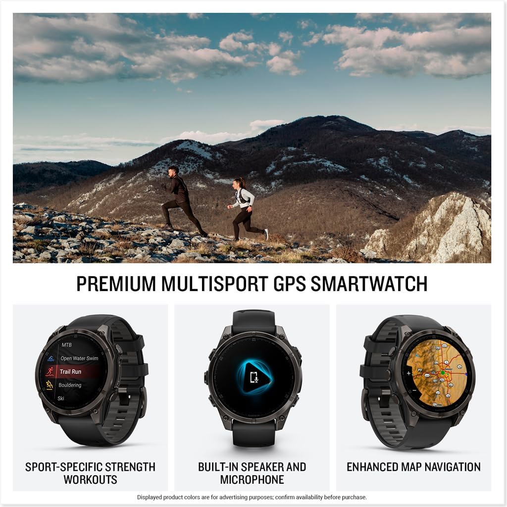 Garmin fēnix® 8, Sapphire, 47mm, DLC Titanium, Black/Pebble Gray | Premium Multisport Smartwatch, AMOLED Display, GPS, Built-In Flashlight, Dive-Rated, Built-In Speakers & Mic