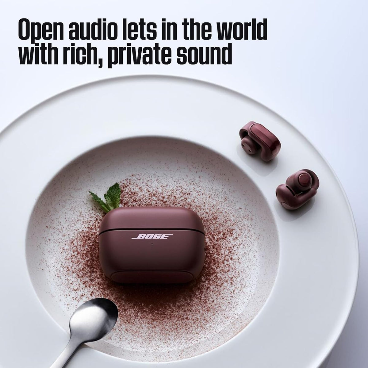 Bose Ultra Open Earbuds (2nd Gen) - Open-Ear, Clip-On, Wireless Earbuds, Bluetooth, Immersive Audio, Wireless Charging, Up to 28 Hrs of Audio, Ideal for Traveling, School, and Office, Cherry Chocolate