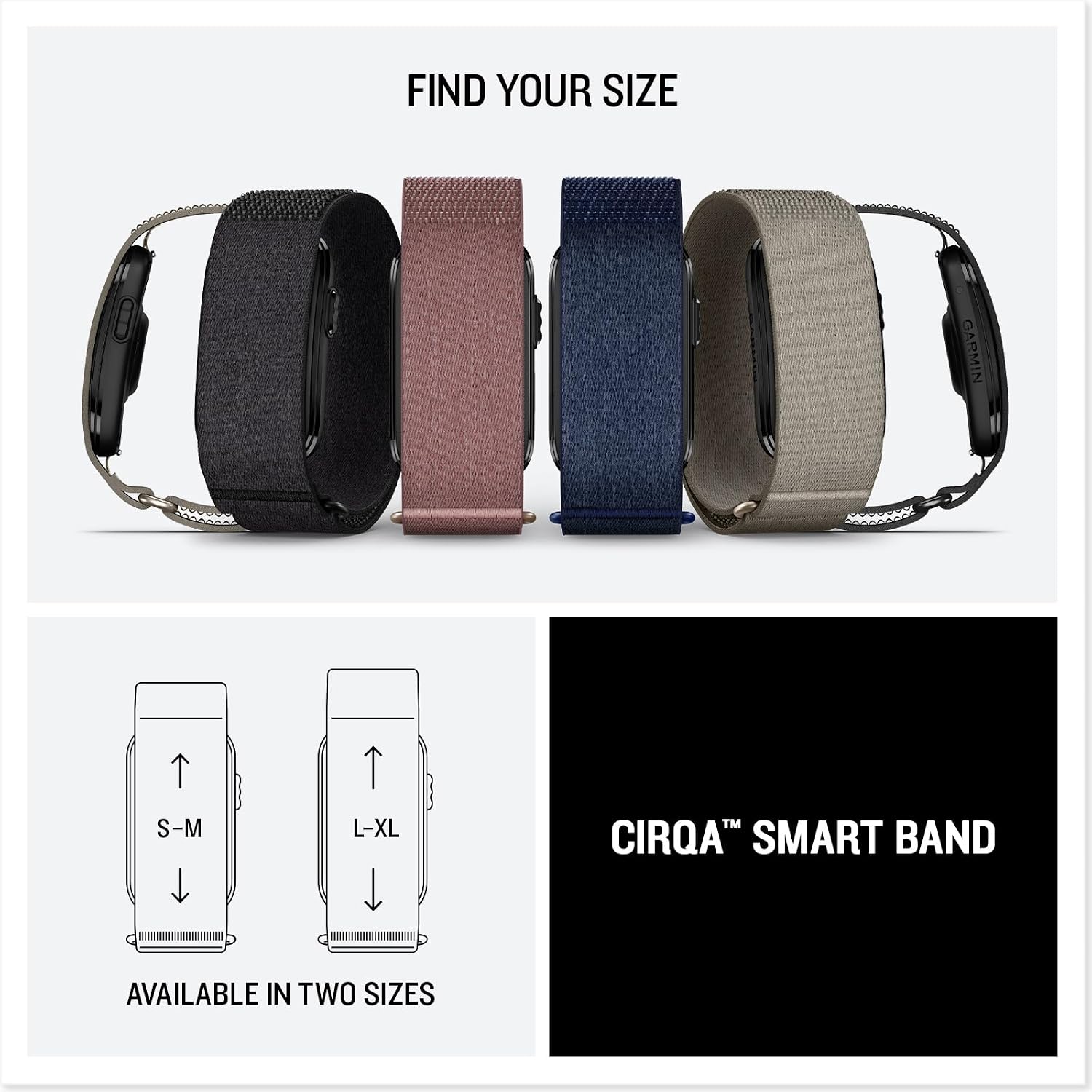 Garmin CIRQA™ Smart Band, No Subscription, L-XL Black | Screenless Health & Fitness Tracker, No Subscription Required, Automatically Detects a Variety of Activities