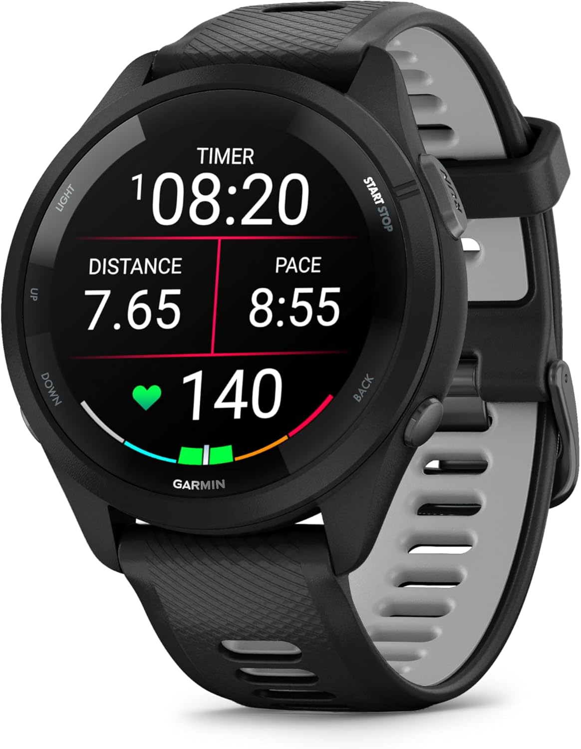 Garmin Forerunner® 265, Running Smartwatch, 46mm, Black/Powder Gray | Advanced Training Metrics & Recovery Insights, Music On Your Wrist, Garmin Coach, Daily Suggested Workouts