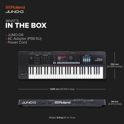 Roland JUNO-D6 Synthesizer, 61-Note Keyboard