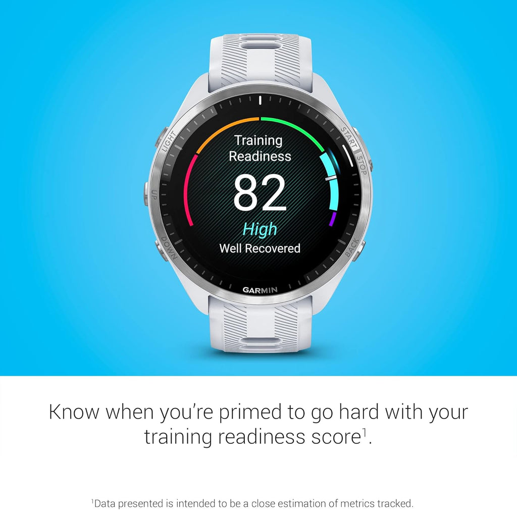 Garmin Forerunner® 965, Running Smartwatch, 47mm, Whitestone/Powder Gray | Maps, Advanced Training Metrics & Recovery Insights, Maps, Music On Your Wrist, Garmin Coach, Daily Suggested Workouts