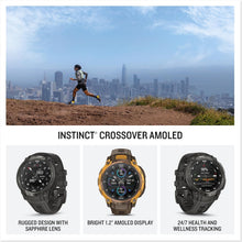 Garmin Instinct® Crossover AMOLED, 46mm, Cocoa | Bright AMOLED Display, Rugged GPS Smartwatch, Built-In Dimmable Flashlight, Detailed Health & Wellness Features