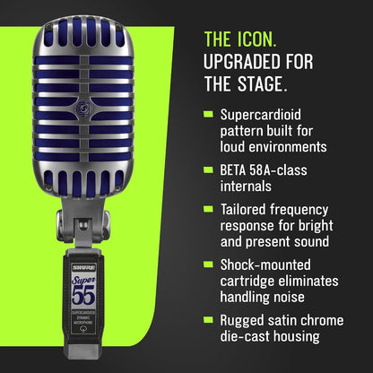 Shure Super 55 Deluxe Supercardioid Dynamic Vocal Microphone