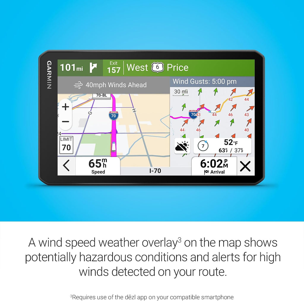 Garmin dēzlCam™ OTR725, 7” GPS Truck Navigator, Built-in Dash Camera | Crisp High-Resolution Touchscreen Display, Expert Arrival Planning, Custom Truck Routing