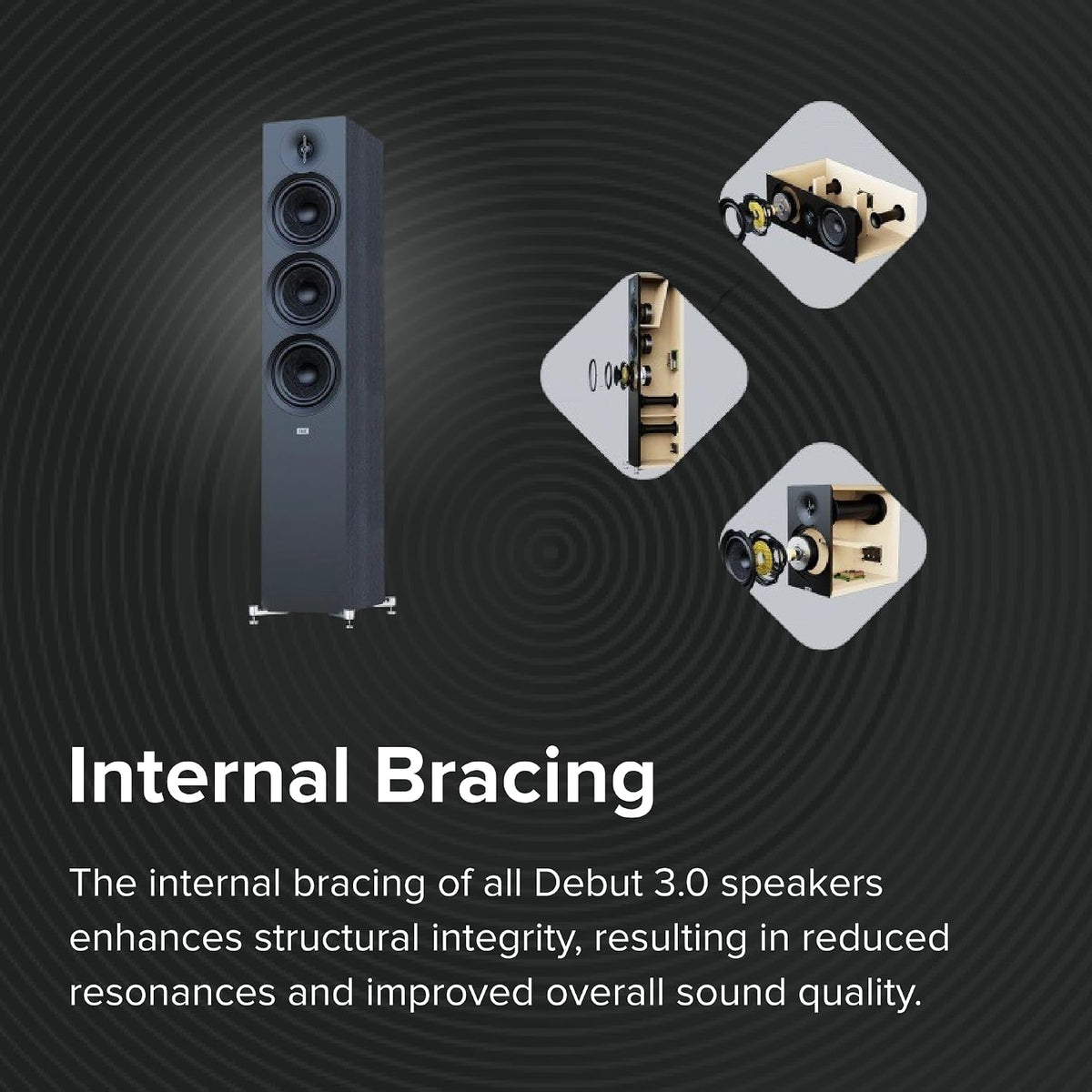 ELAC Debut 3.0 DA43-BK Atmos-Enabled On-Wall Speakers, Black Ash (Pair) - 1” Aluminum Dome Tweeter & 4” Aramid Fiber Woofer - 2-Way Bass Reflex - 48Hz to 38KHz Response