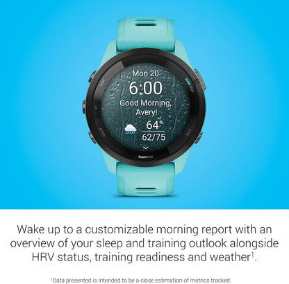 Garmin Forerunner® 265, Running Smartwatch, 46mm, Aqua/Black | Advanced Training Metrics & Recovery Insights, Music On Your Wrist, Garmin Coach, Daily Suggested Workouts