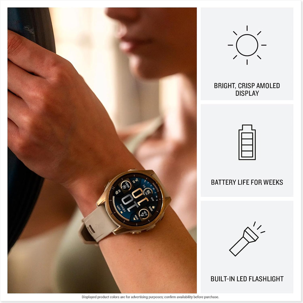 Garmin fēnix® 8, 43mm, Whitestone | Premium Multisport Smartwatch, AMOLED Display, GPS, Built-In Flashlight, Dive-Rated, Built-In Speakers & Mic