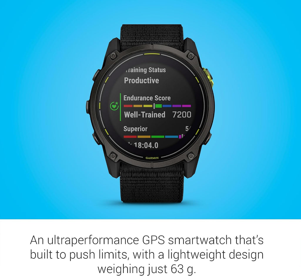 Garmin Enduro™ 3, Solar, 51 mm, Sapphire, Black UltraFit Nylon Strap | Ultraperformance GPS Smartwatch, Solar Charging, Advanced Training Metrics & Maps, , Round-Trip Routing, Built-In Flashlight