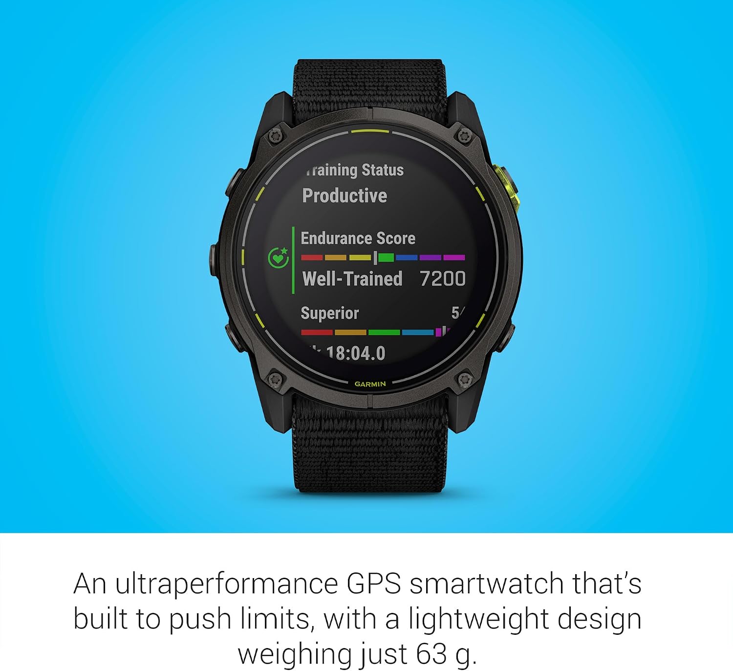 Garmin Enduro™ 3, Solar, 51 mm, Sapphire, Black UltraFit Nylon Strap | Ultraperformance GPS Smartwatch, Solar Charging, Advanced Training Metrics & Maps, , Round-Trip Routing, Built-In Flashlight