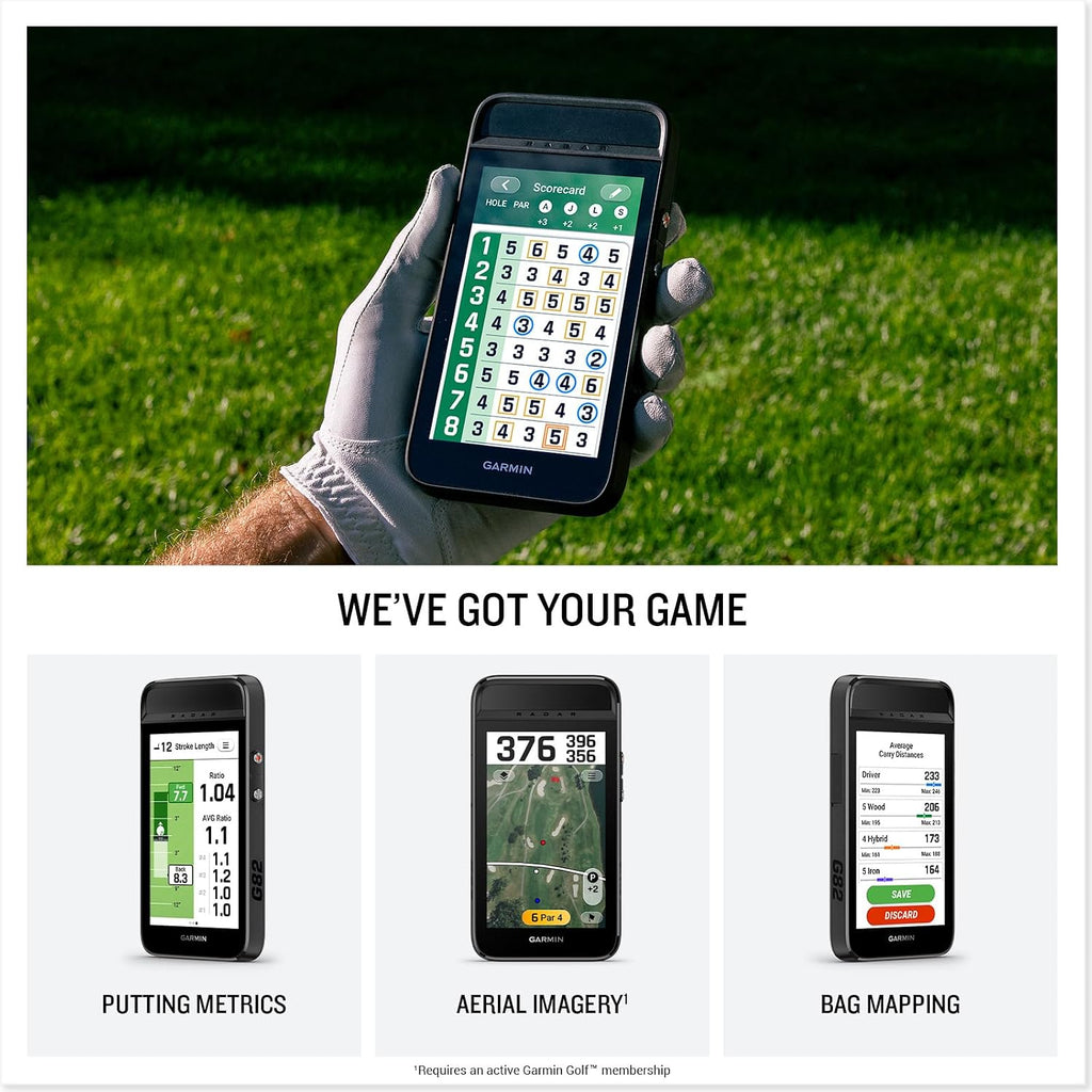 Garmin Approach® G82, Portable Golf Launch Monitor & Premium GPS Handheld | Large 5" High-Resolution Touchscreen Display, Integrated Launch Monitor, Putting Metrics, 43,000+ Preloaded Courses