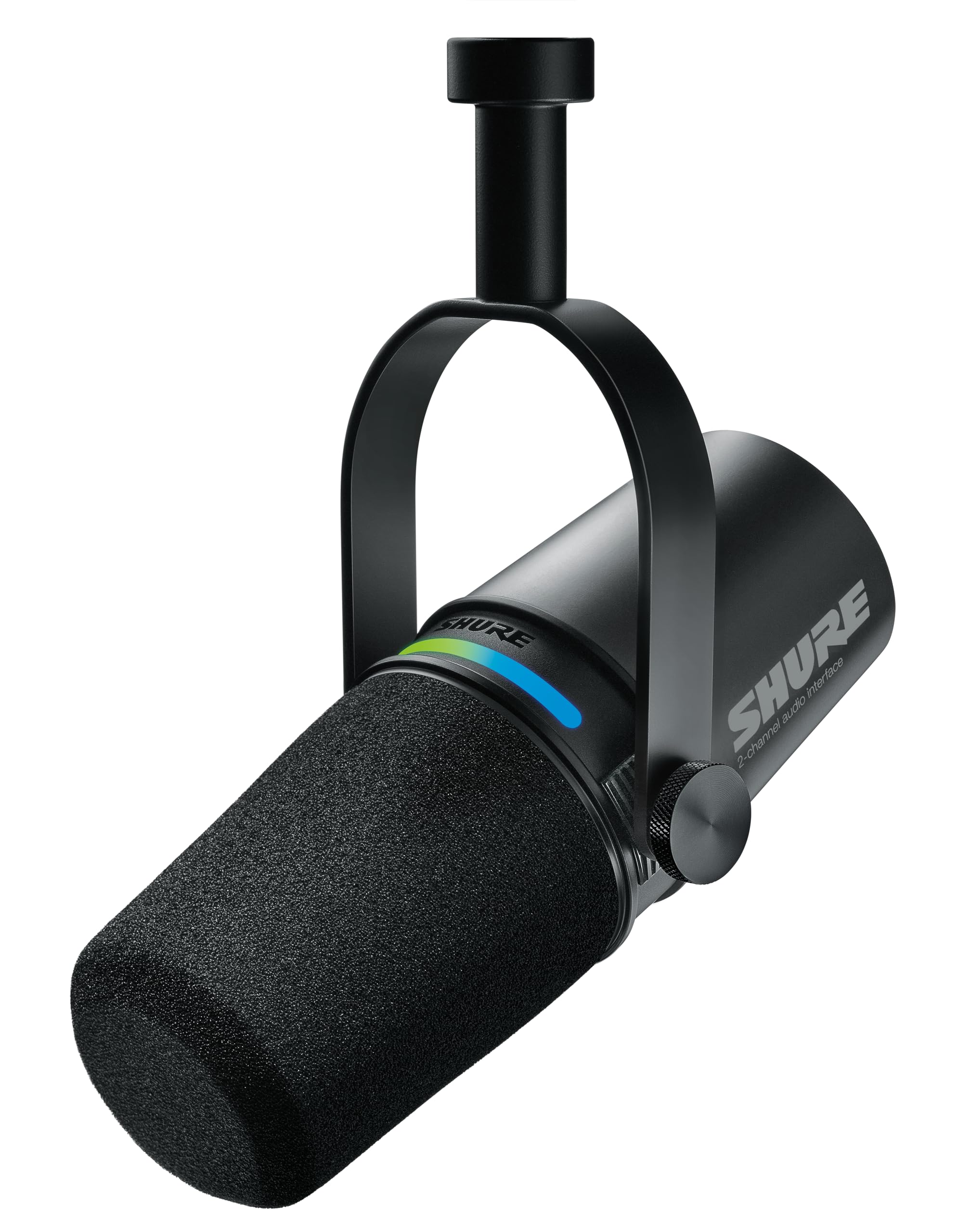 Shure MV7+ Podcast Dynamic Microphone with Stand – OBS Certified, Enhanced Audio, LED Panel, USB-C & XLR Outputs, Auto Level Mode, Digital Pop Filter – for Podcasting, Streaming, and Recording, Black