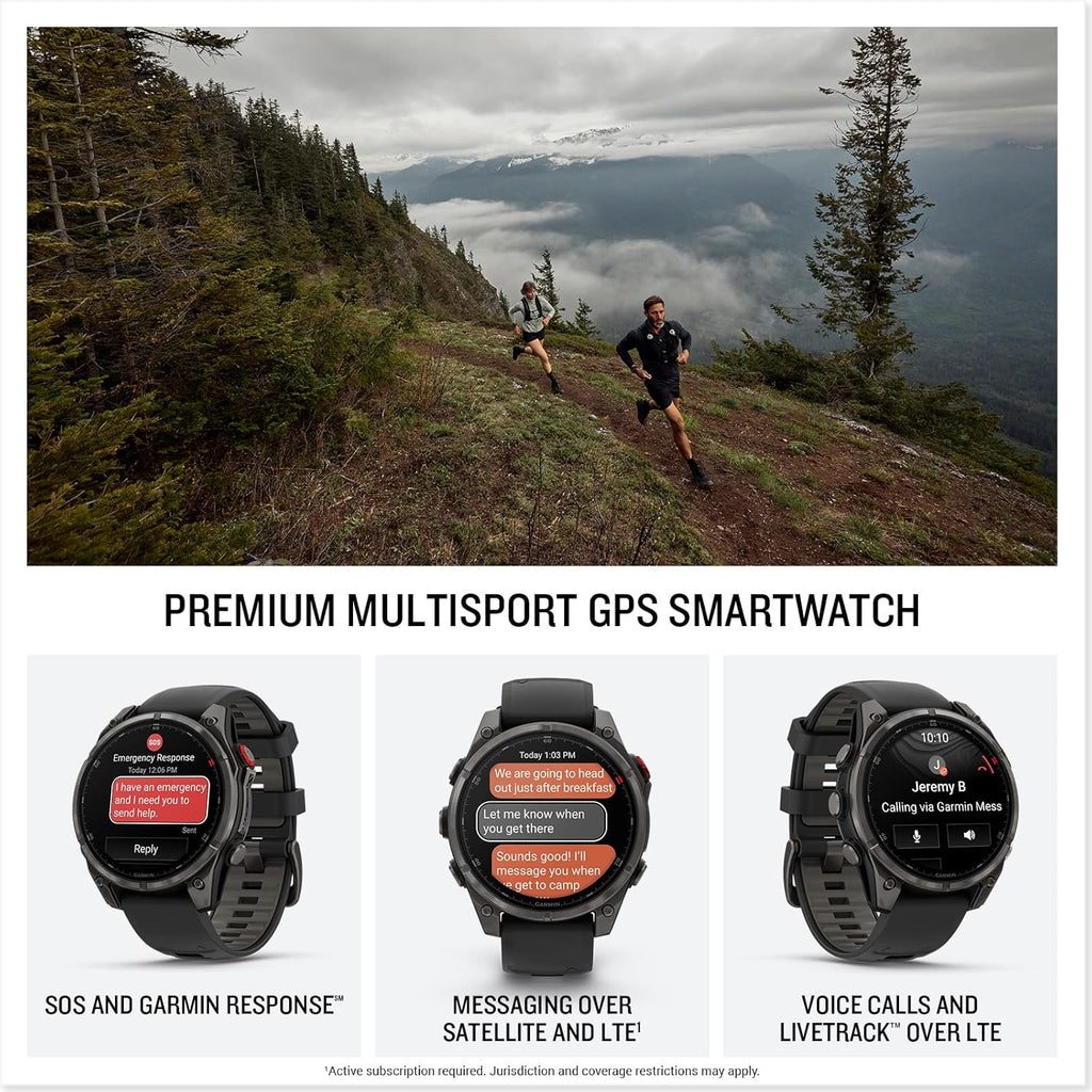 Garmin fēnix® 8 Pro, 47mm, Sapphire, DLC Titanium, Black/Pebble Gray | Premium Multisport Smartwatch, inReach® Technology, AMOLED Display, Built-In Flashlight, Dive-Rated, Built-In Speakers & Mic