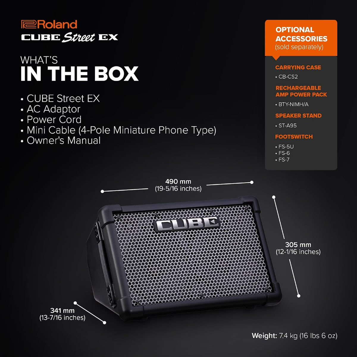 Roland Cube Street EX Battery-Powered 50W Stereo Amplifier