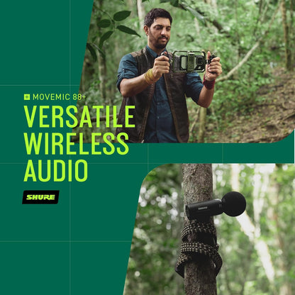 Shure MoveMic 88+ Wireless Stereo Microphone for iPhone & Android - Portable Video Recording Mic with 4 Polar Patterns, DSP Audio Controls & Direct-to-Phone Connectivity, Black