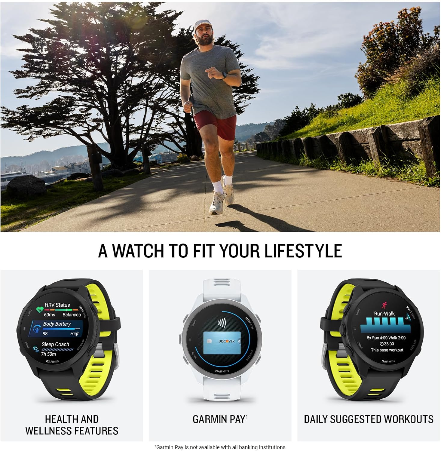 Garmin Forerunner® 170 Music, 43mm, Whitestone/Cloud Blue | GPS Running Smartwatch, Music On Your Wrist, Pace & Distance, Daily Suggested Workouts, Garmin Coach, Adaptive Training Plans