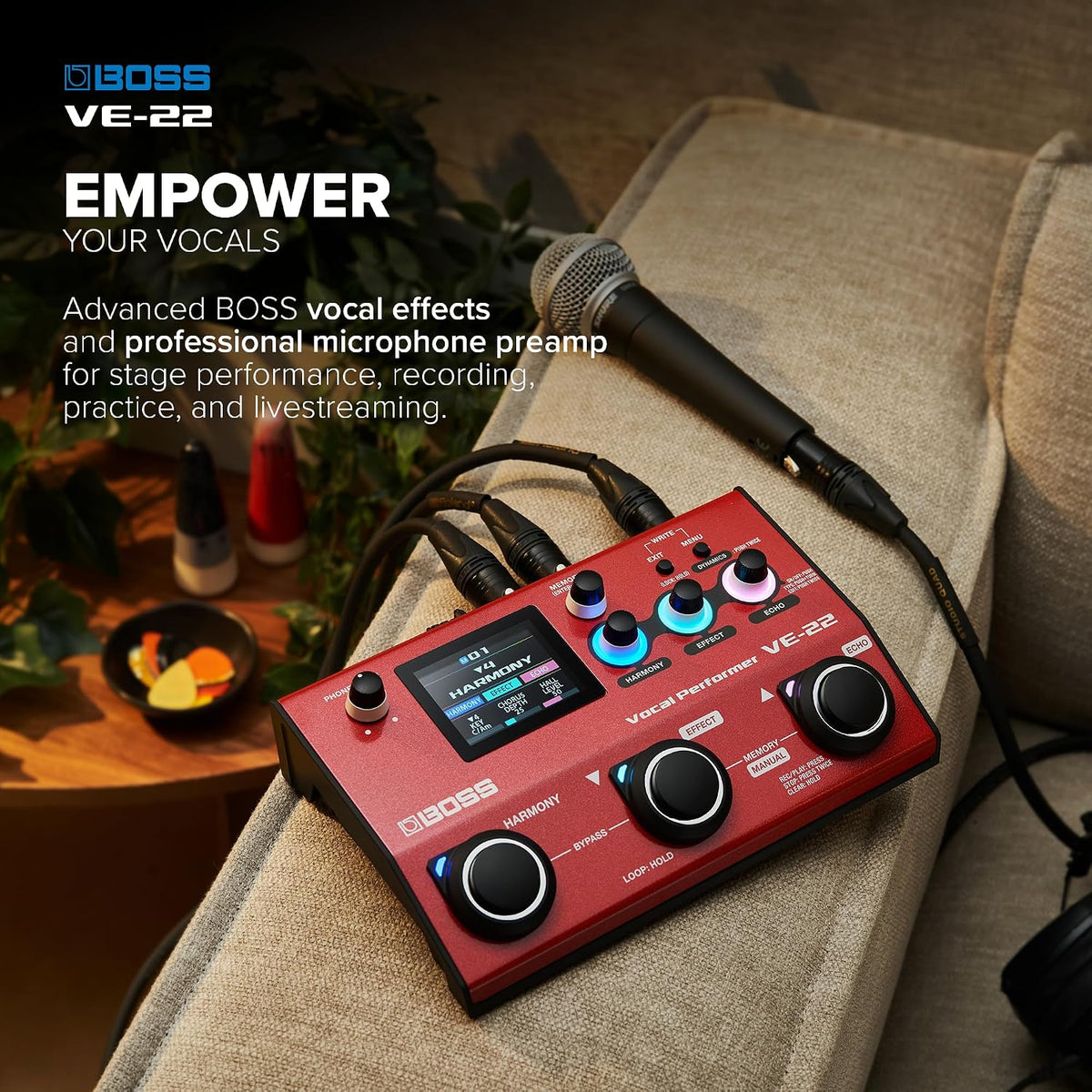 BOSS VE-22 Vocal Performer Multi-Effects Processor for Singers